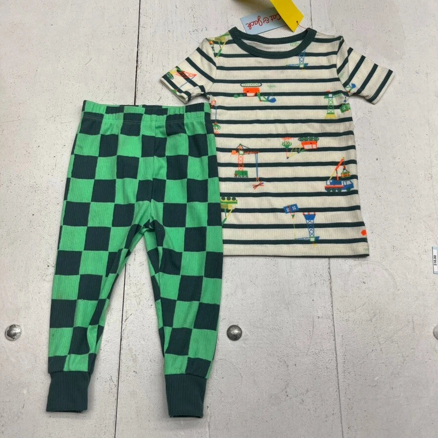 Cat & Jack 2 Piece Print Pajama Short Sleeve & Pants Set Kids Size 18 Months NEW