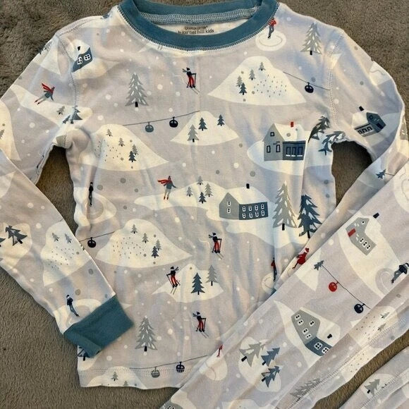 Garnet Hill Kids Holiday Winter Christmas Pajamas  Pajama Set Girl Boy 8 Ski