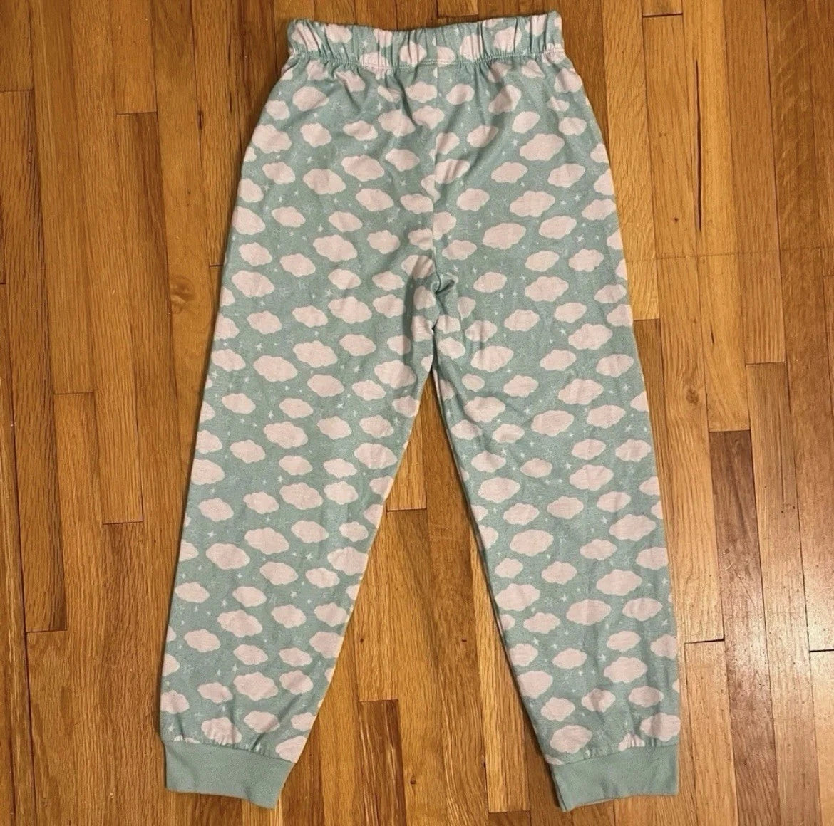 Eddie Bauer 2 Piece Pajama Set Girls Small 7/8 Blue White Clouds