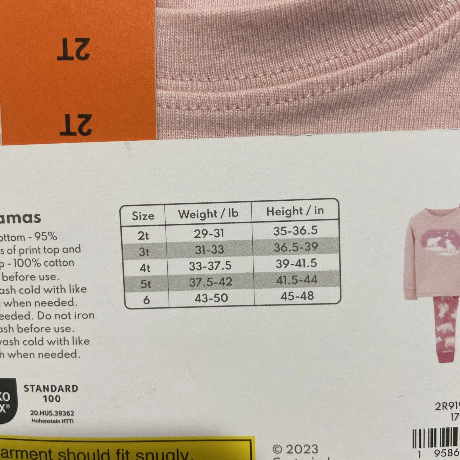 Carter’s 2T 3 Piece Pajama Set Pink Polar Bears Comfy Soft Elastic Waistband