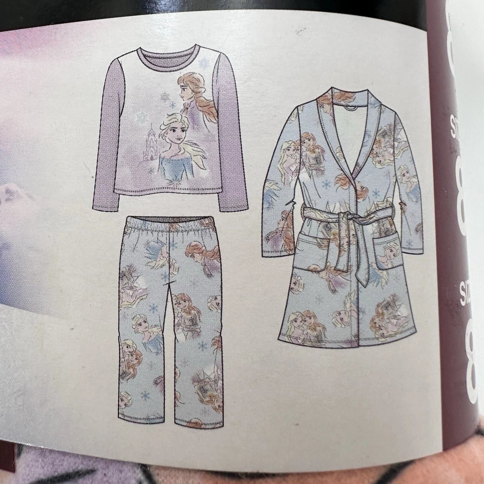 Disney Frozen Plush Robe & 2 Pc Pajamas Size 8 Lilac & Blue Multi MSRP $60 NWT