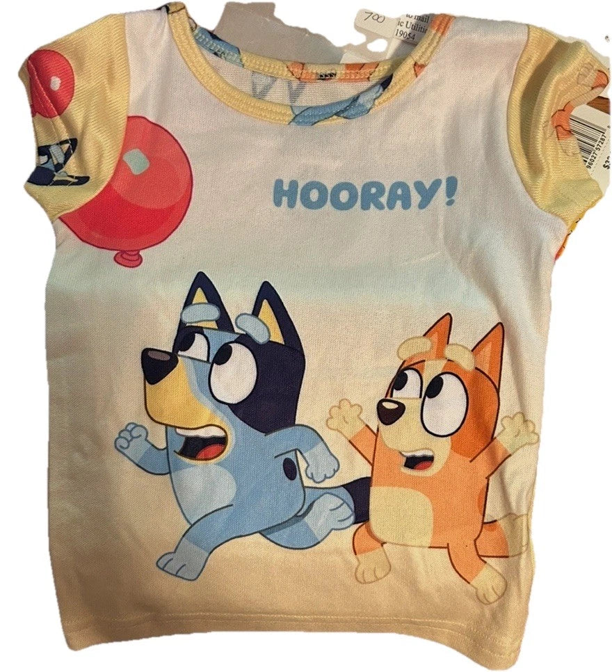 Girl's Toddler BLUEY   "Hooray And Go"  3- Piece Pajama Set Size 4T  NWT