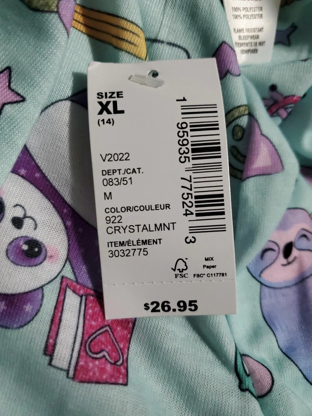 Girls XL Pajama Set Piece and Love Long Sleave Blue Pink