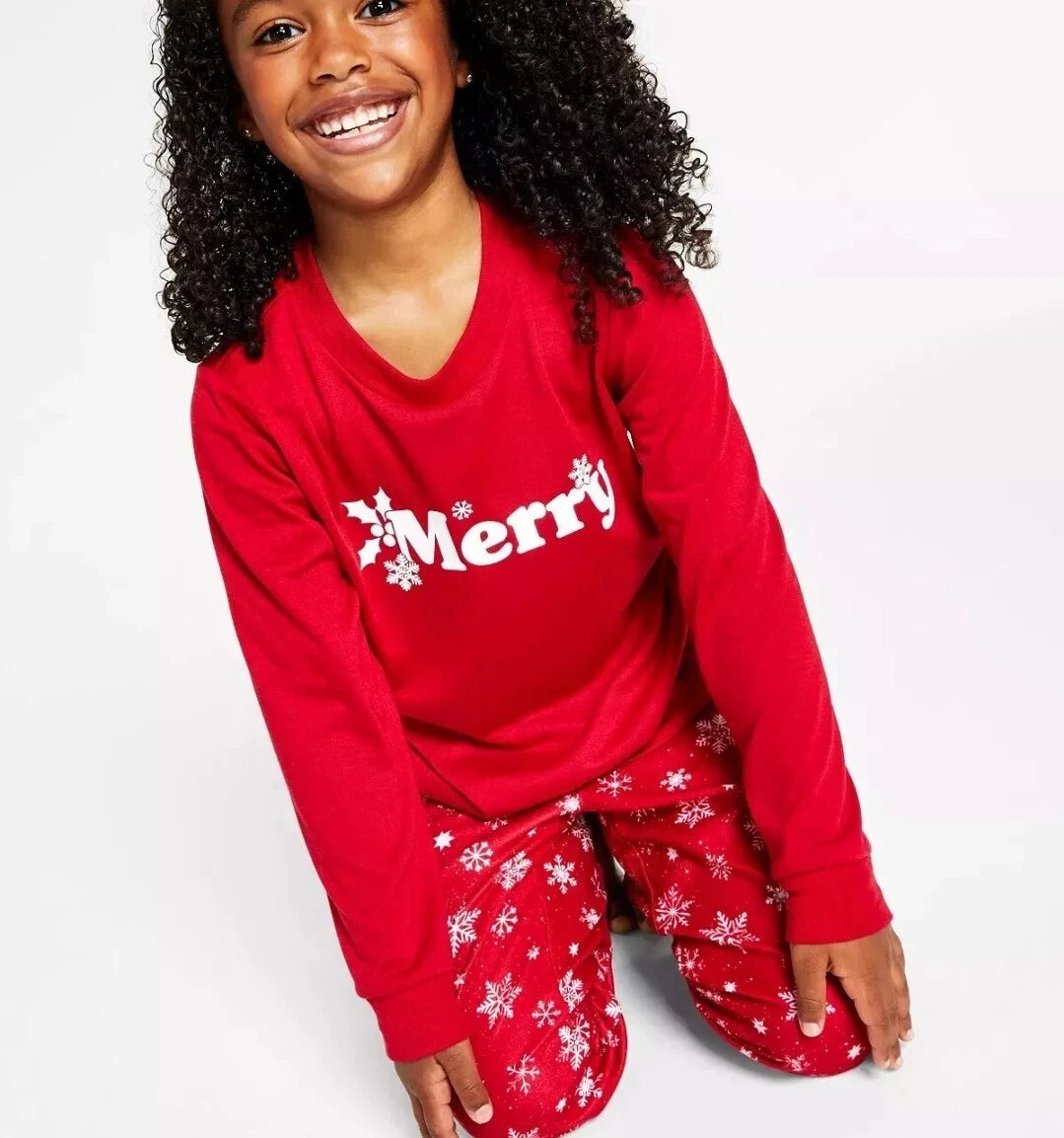 Family PJs Merry Snowflake Mix It 2pc Pajama Set Red Unisex Boys Girls 2T-3T