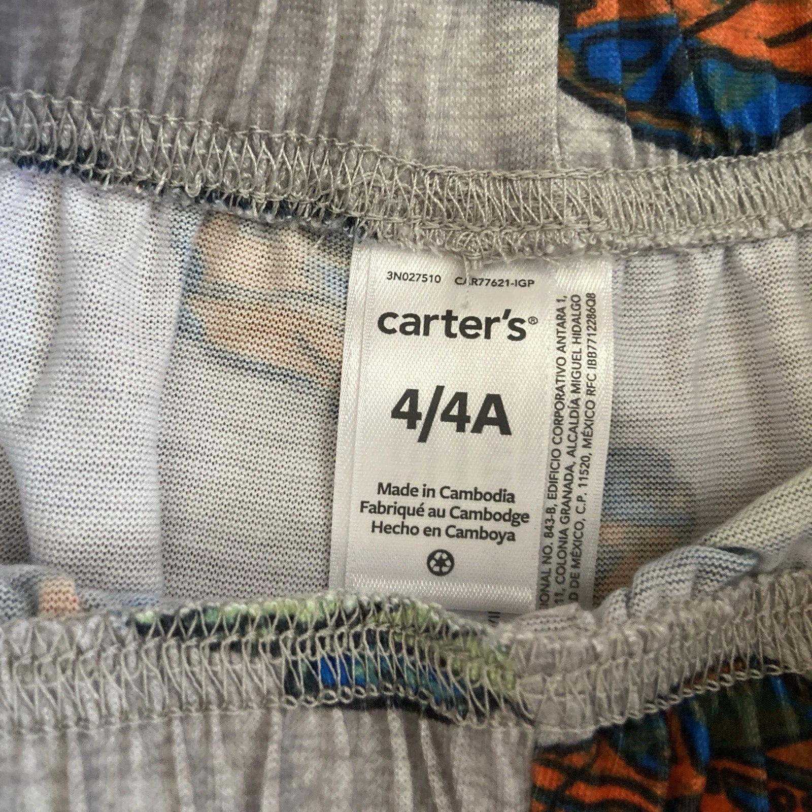 Boy's Carter's Shorts Pajama Set "Racing to Bed" Orange Size 4 *NEW* Carters