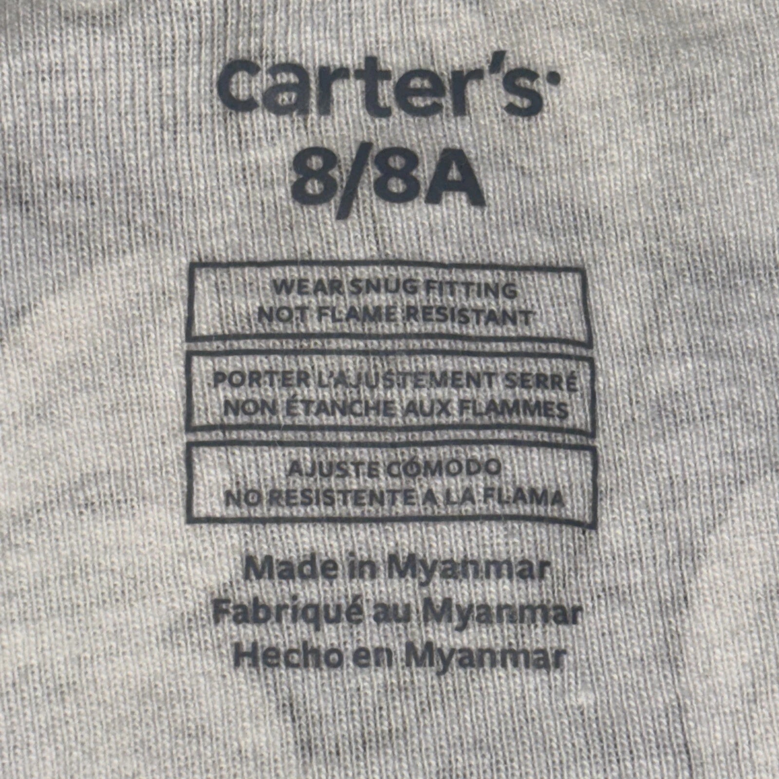 Carter's Girls 8/8A  Pajama Set Snug fit  Butterfly Flowers Purple Cotton