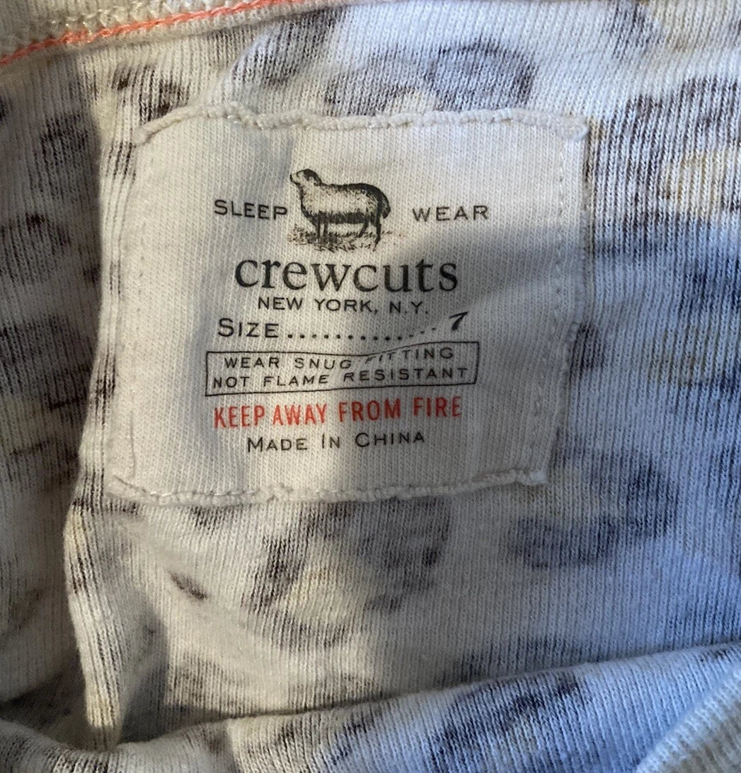 Crewcuts Girl’s Cheetah print pajama set Size 7 Brown O6