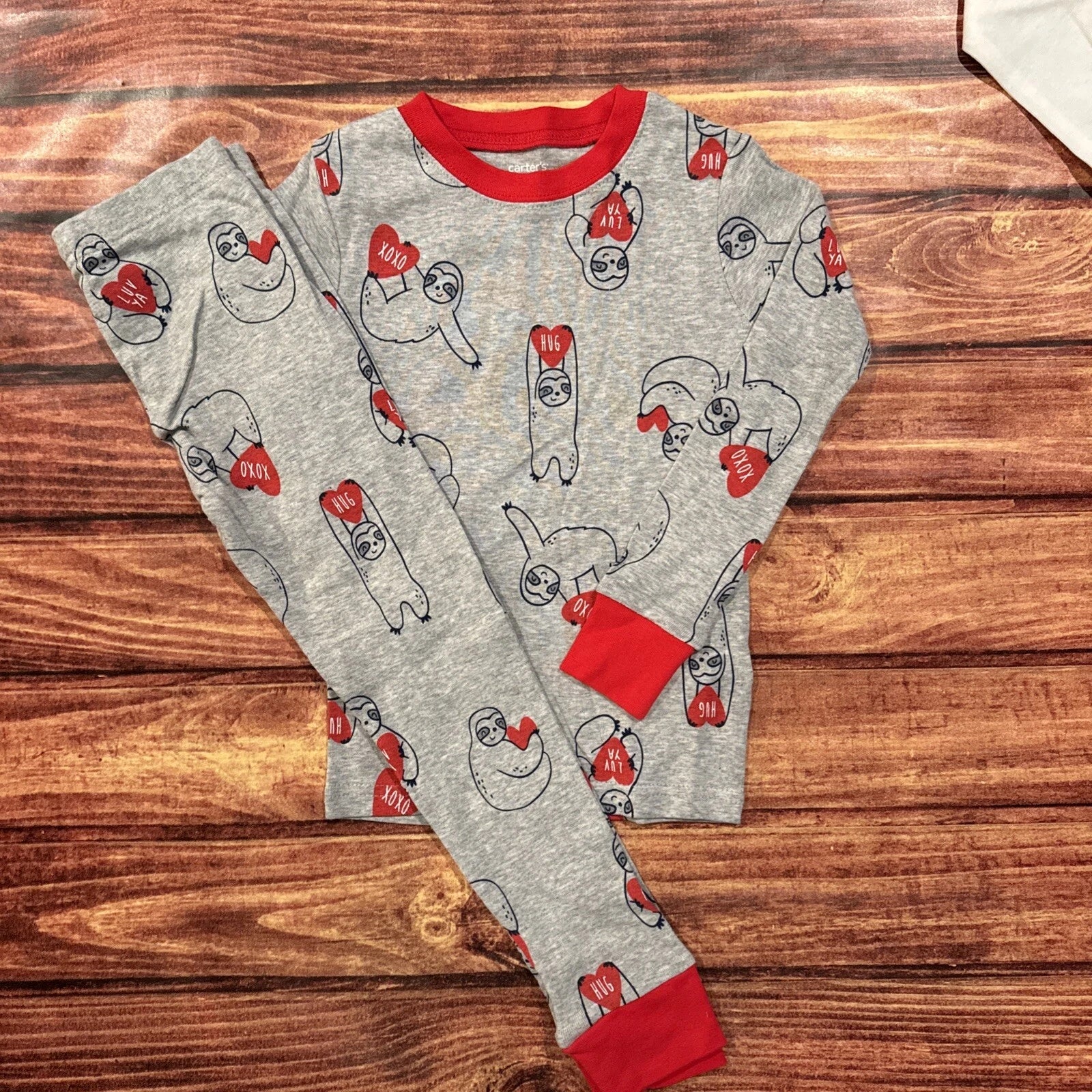 Carter’s Pajama Sets Boy’s Size 4 Snug Fit Cotton Sloth Love Red Bx9