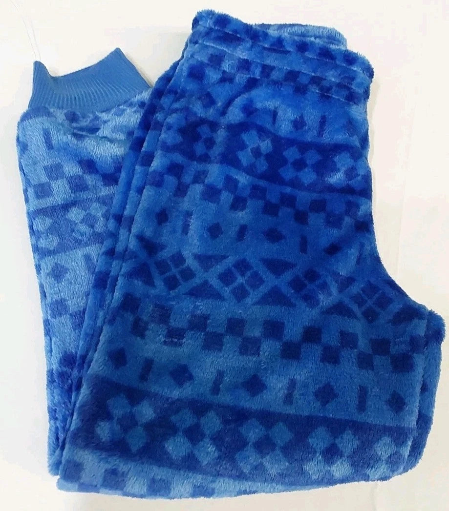 Cat & Jack S (6/7) Blue 'Smiley Fair Isle' Long Sleeve 2 Piece Fleece Pajama