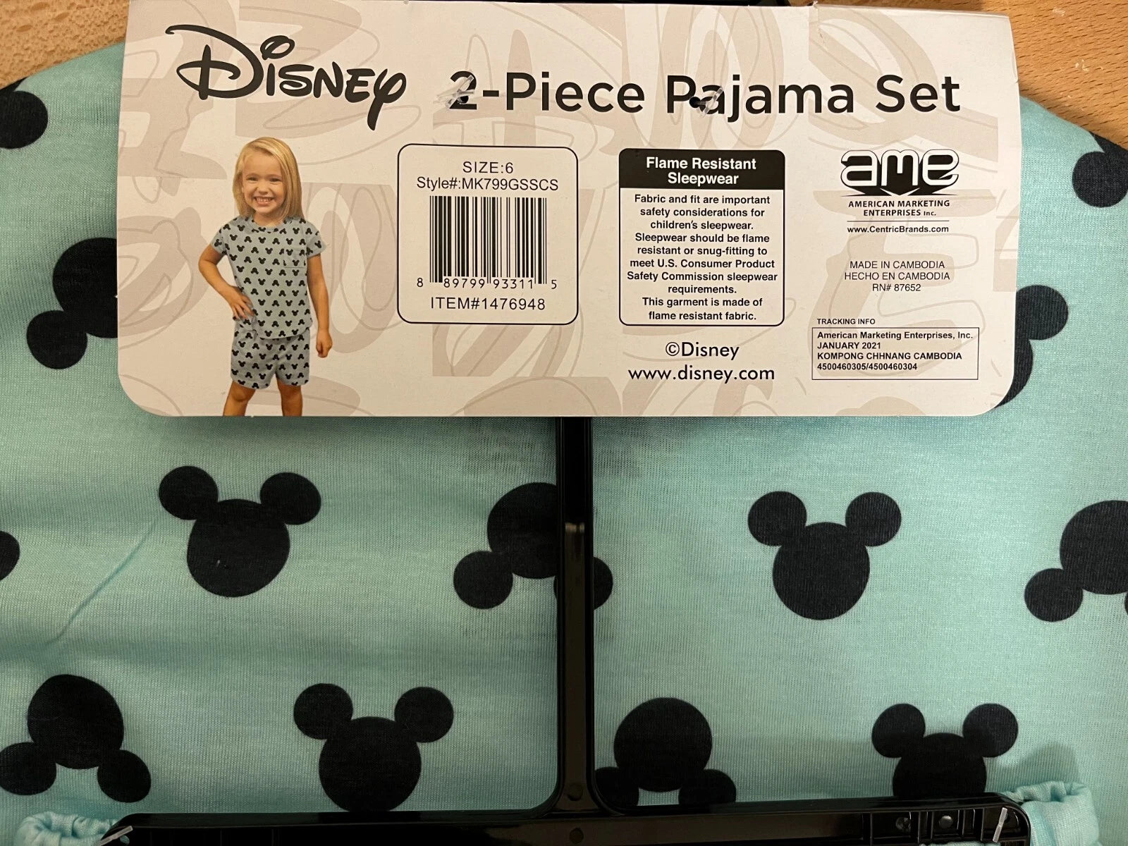 Disney Kids 2-Pc Pajama Shorts Set sz 5 Gift Quality Flame Resistant Sleepwear