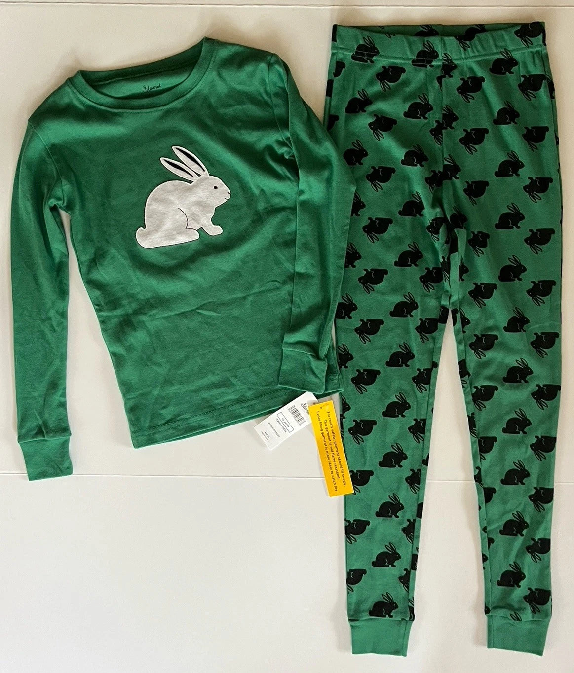 Leveret Unisex Kids Two Piece Cotton PJ’s Pajamas 10 Years Bunny Easter Green