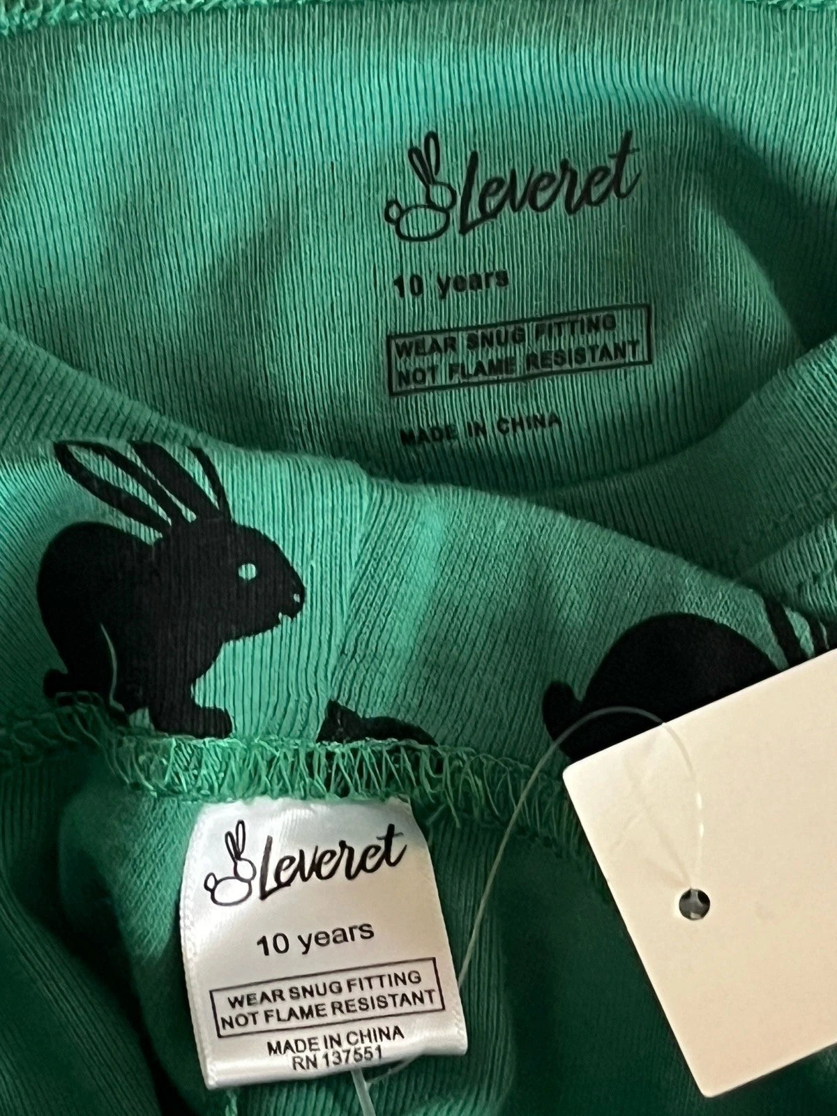 Leveret Unisex Kids Two Piece Cotton PJ’s Pajamas 10 Years Bunny Easter Green