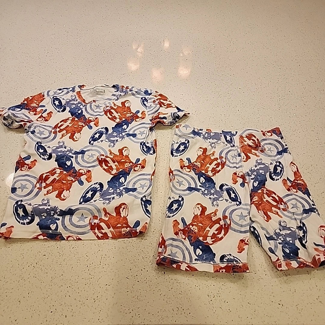 Gap kids Marvel Pajamas Set 14 Shirt Top Shorts Blue Red Cotton
