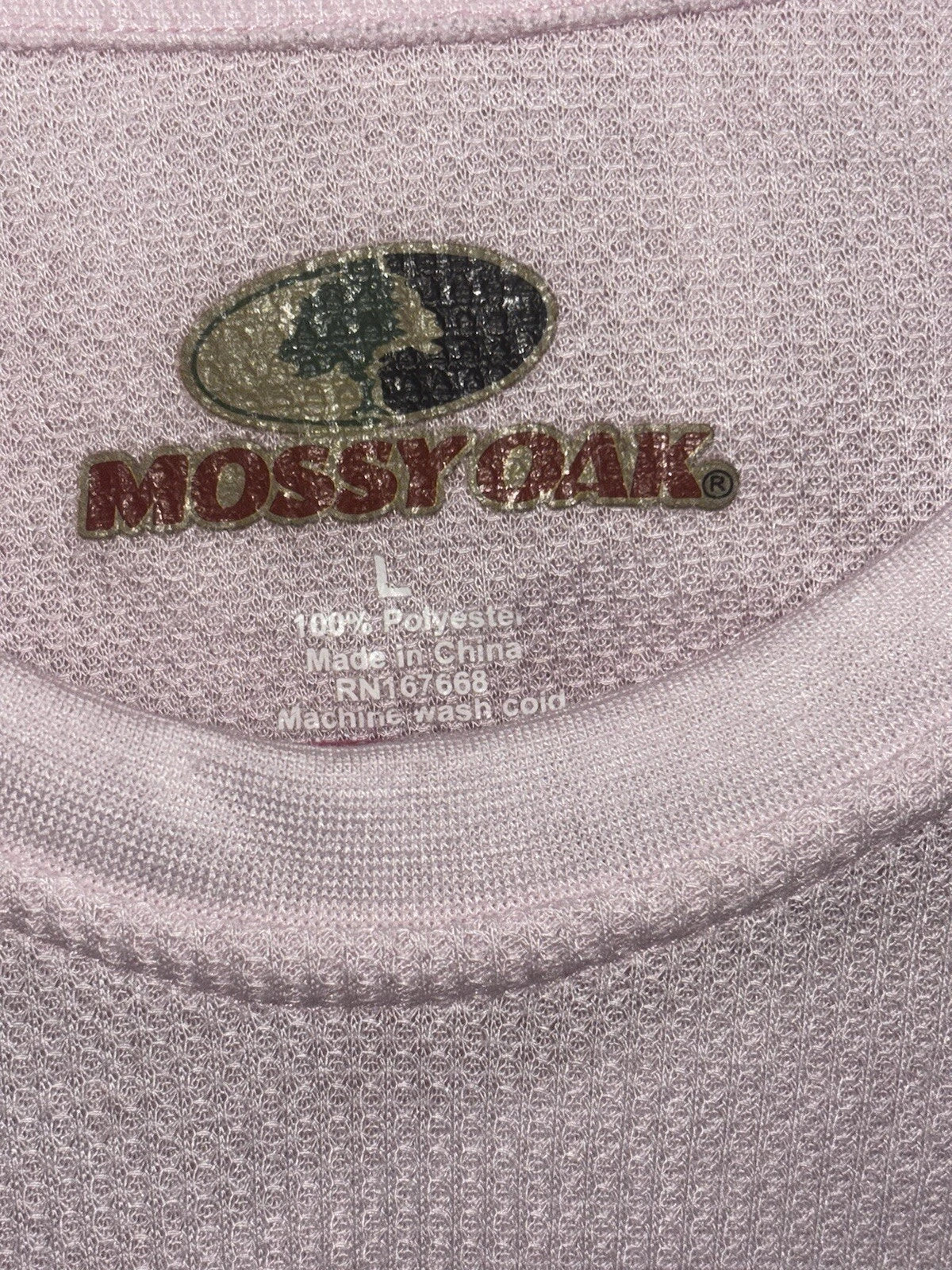 Children's Size Large Mossy Oak Pajama Set Pink Thermal Thin Long Sleeve