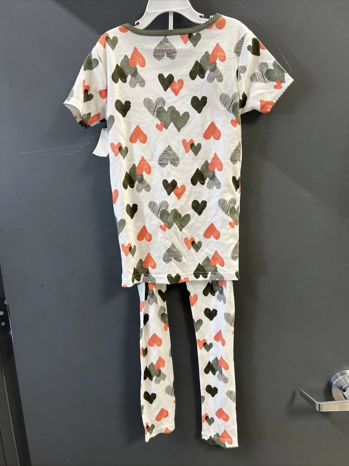 Carters Girls White Multicolored Heart Pajama Set Sz 10/10A NWT
