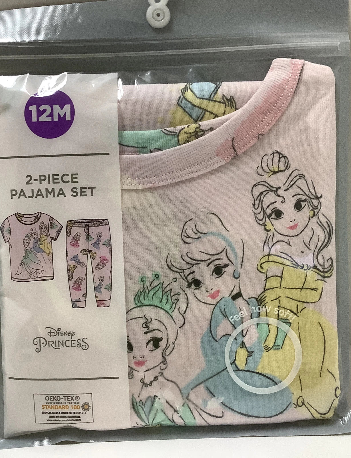 DISNEY PRINCESSES 2 PC PAJAMA SET-SIZE 12 MONTHS-NIP
