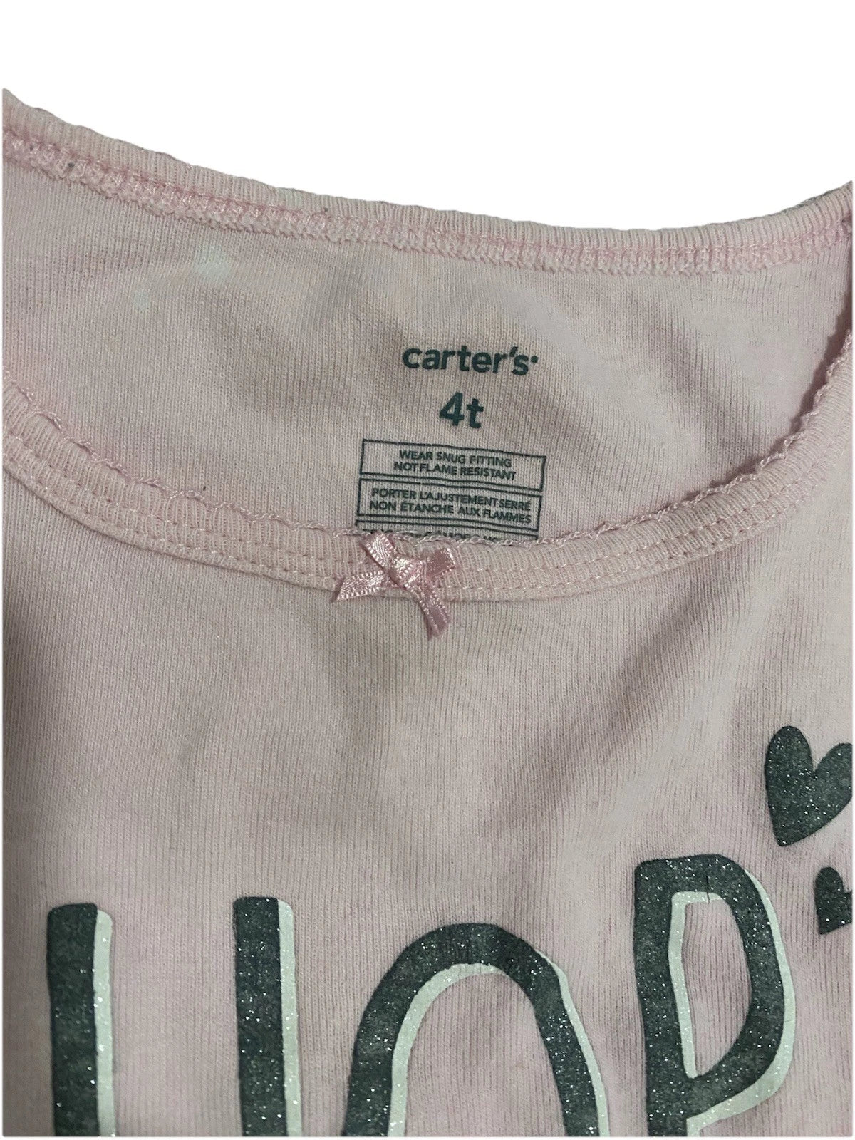 Carter's Girls Bunny Pajama Set Snug Fit Pink Kids Size 4T Short Sleeve
