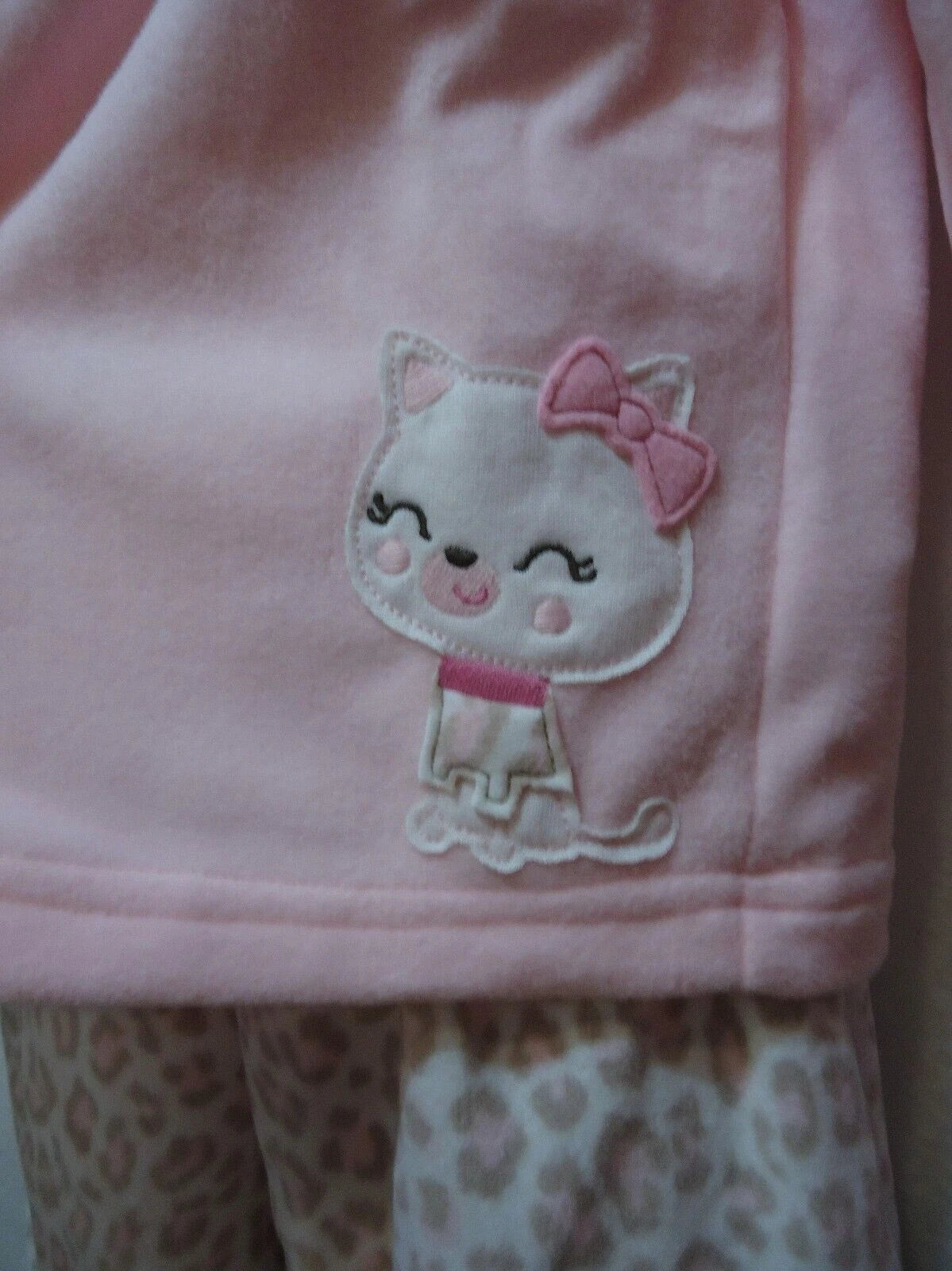 Carter's Girls 4T Pajamas Fleece Two Piece Pink Kitty Cat Sleepwear PJ's New