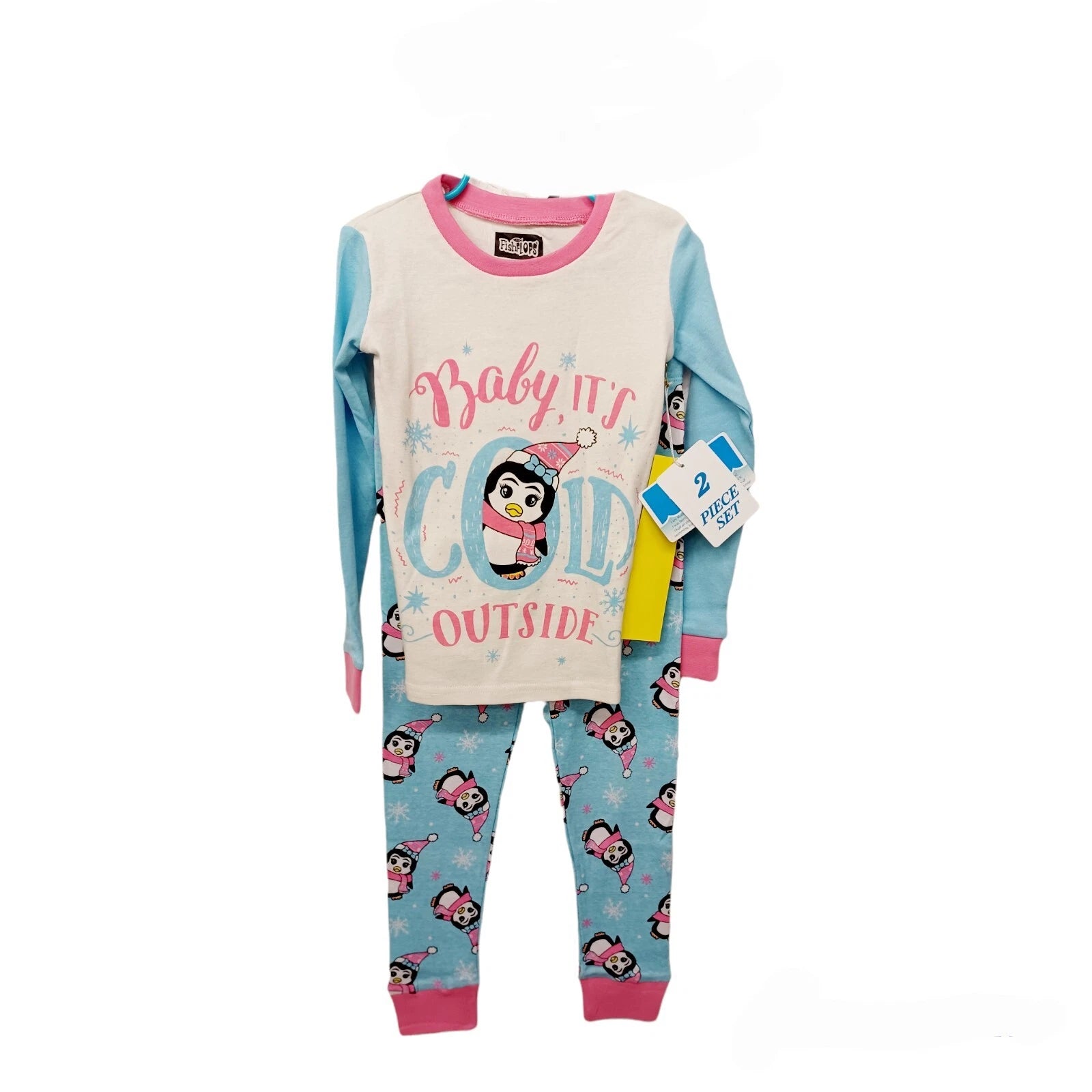 Fish Flops Girls Penguin Knit Pajama Set-5 w/Penguin Cozy Socks