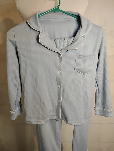 Unisex Very Soft Kids Blue Pajamas Set Size 130 (Kids age 7-8) NEW