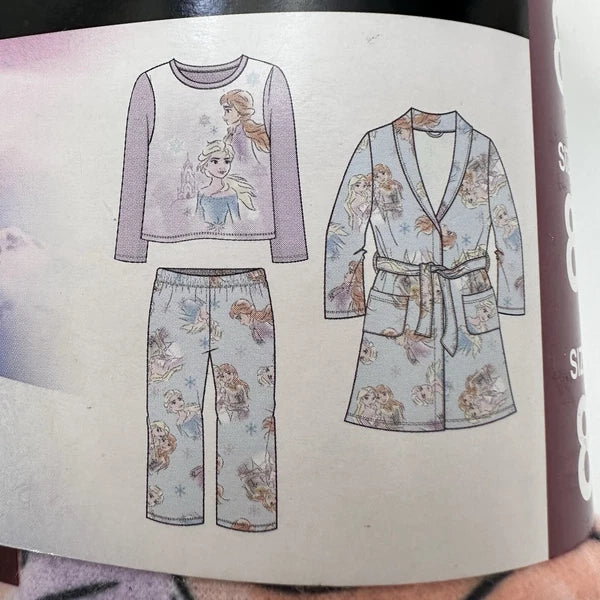 Disney Frozen Plush Robe & 2 Pc Pajamas Size 8 Lilac & Blue Multi MSRP $60 NWT