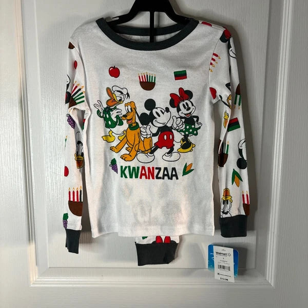 Disney Mickey and Friends Kids’ Cotton Kwanzaa Pajama Set, 2-Piece, Size 6 NEW