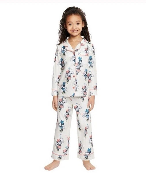 Disney Minnie Mouse Kids 2-PC PJ Set Size 5 Notch Collar Long Sleeves