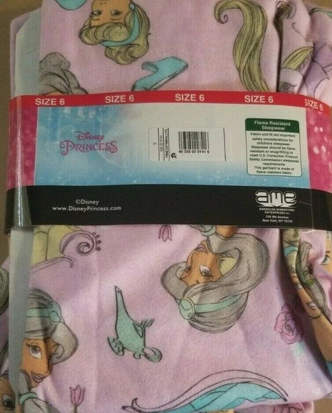 Disney Princess 2 Piece Girls Pajama Sleep Set SIZE 6 Brand New With Tags