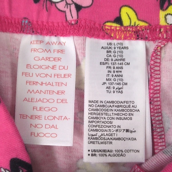 Disney Girl's Pink Minnie Mouse Print Pajamas Size L 10