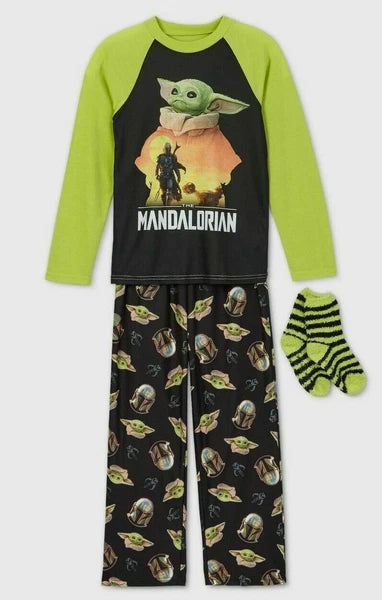 Star Wars Yoda The Child Mandalorian Boys Pajama Set Socks Small 6 6X NWT
