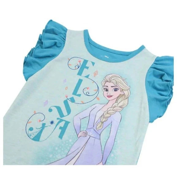 Disney Princess Frozen PJs Childrens Pajamas Anna Elsa 4 Piece Set Size 7