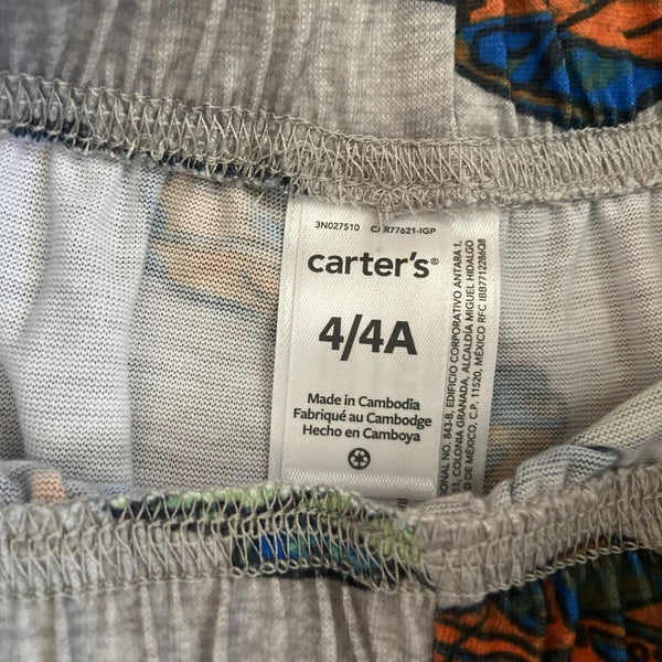 Boy's Carter's Shorts Pajama Set "Racing to Bed" Orange Size 4 *NEW* Carters