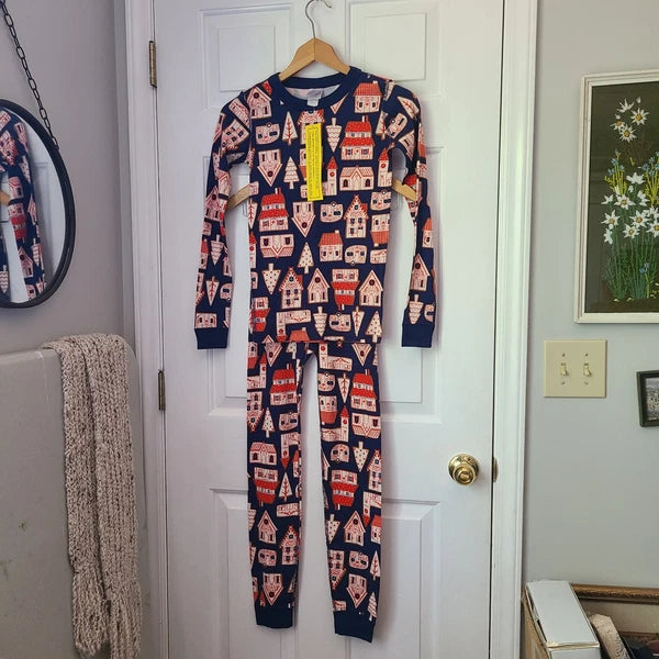 Hanna Andersson Christmas Gingerbread Organic Cotton Long John Pajamas Kids 12