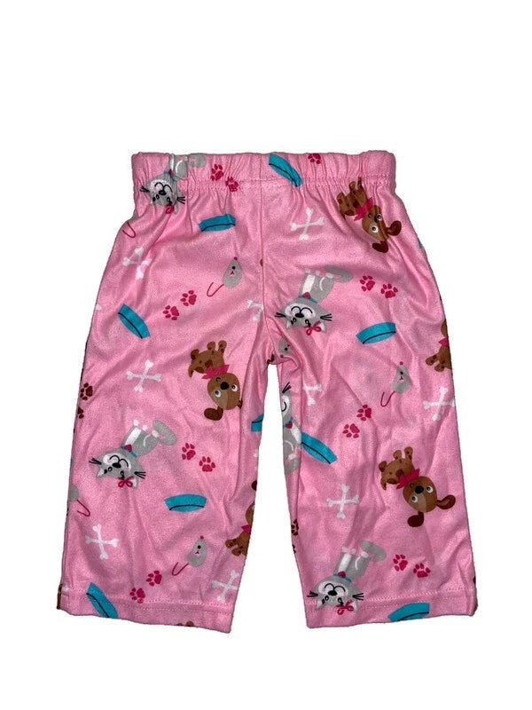 Night Life Sleepwear 12 Months Pink Cats, Dogs, and Mice 2 Piece Pajama Set