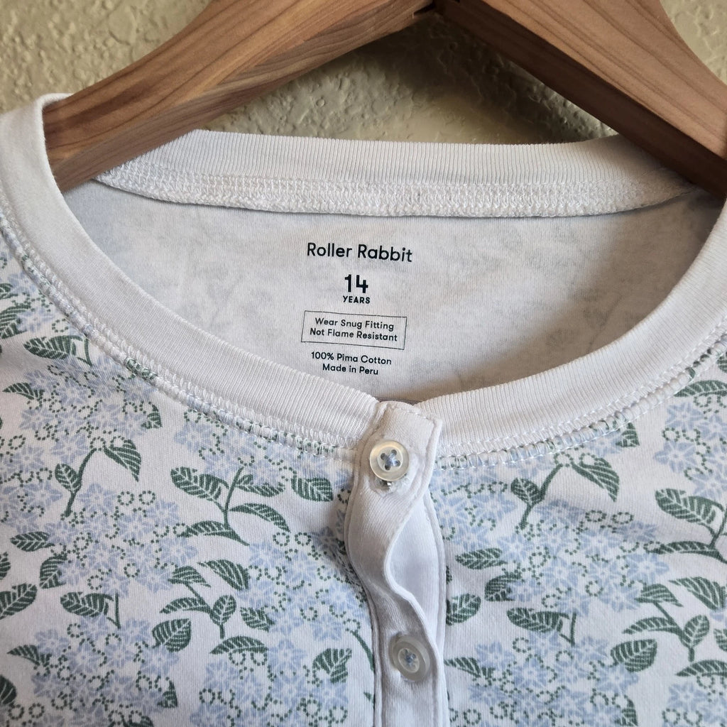 Girls Roller Rabit Floral  Pajama Set Size 14, Snug Fitting, EUC
