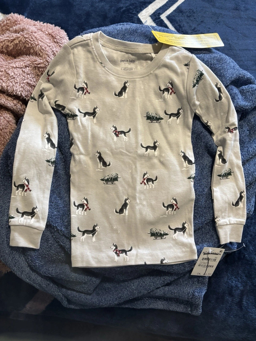 Petit Lem Holiday Huskies Pajama Set for children