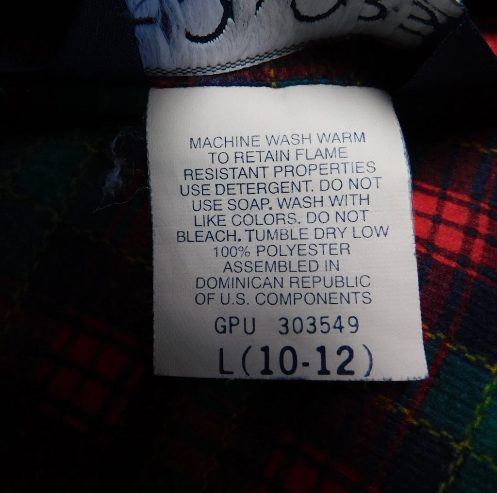 Honors Kid's Christmas Plaid Notch Collar Flannel Pajama Set 10-12 Large #5230