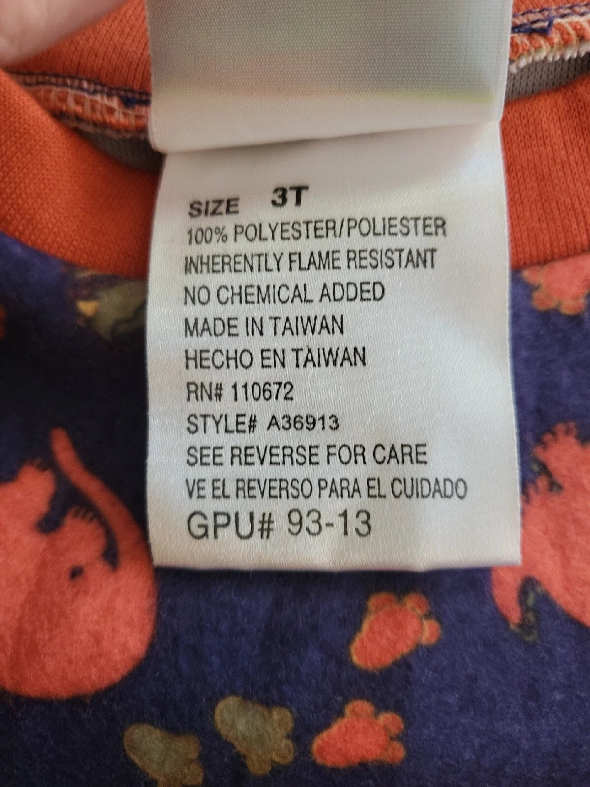 Confetti Kid Pajama 2 Piece Set Dinosaurs 3T Navy with Orange, Blue & Green Dino