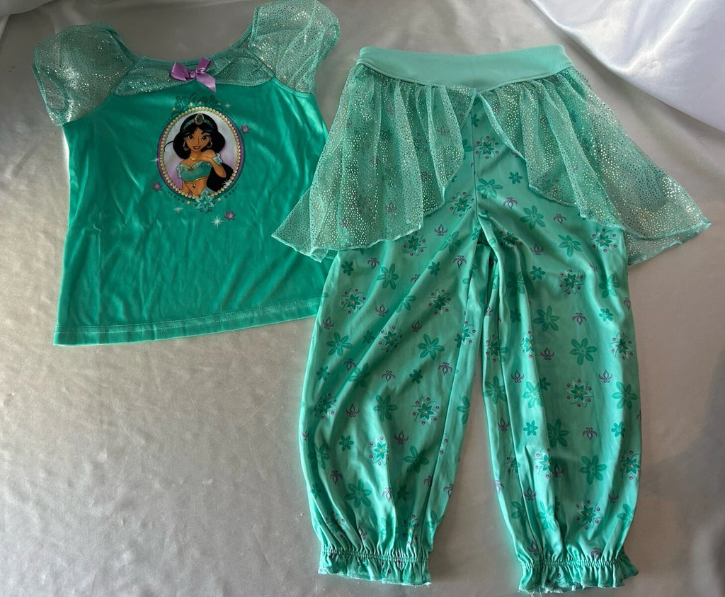 Disney Princess Jasmine Pajama Set Tutu Pants Sparkle Ruffle Sleeve 4T