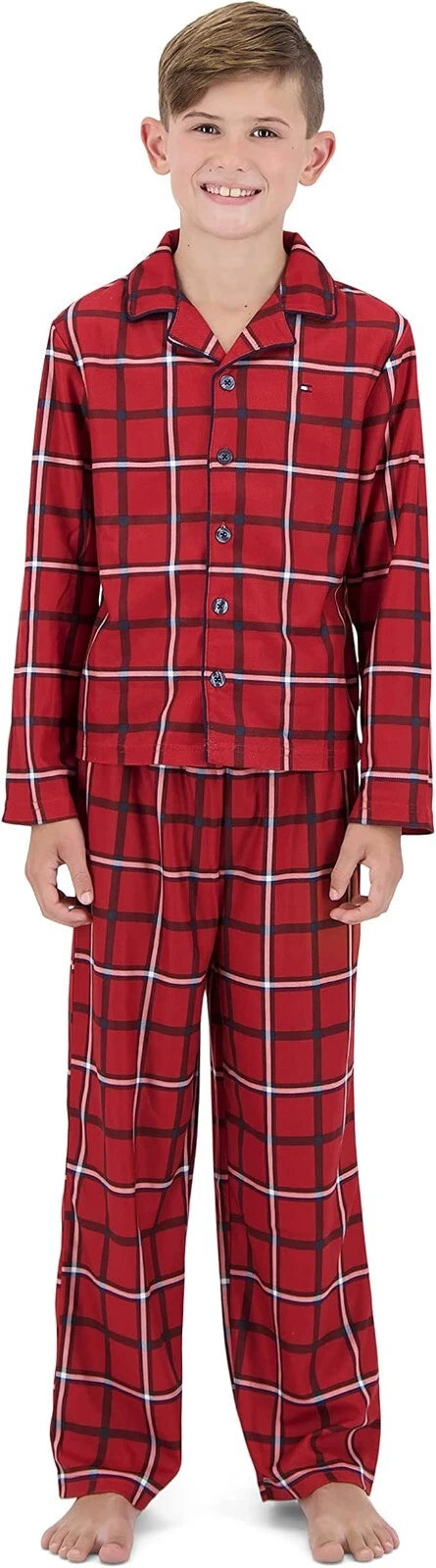 Tommy Hilfiger Button Front Pajama Set, Scarlet SAGE Coat, 4T