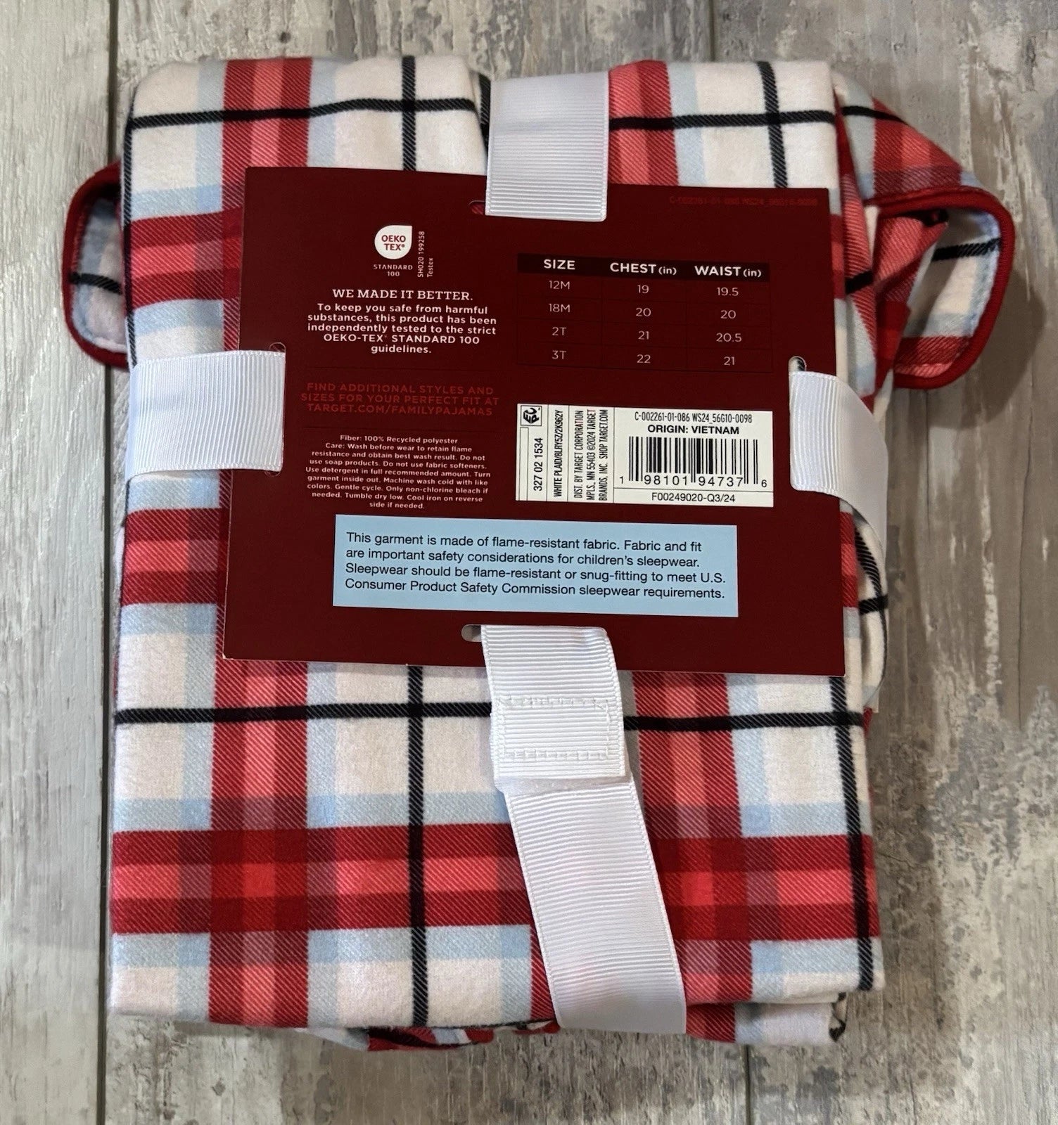 Wondershop PJ Pajama Set size 2T - Red/White/Plaid/Shirt/Pants - NEW