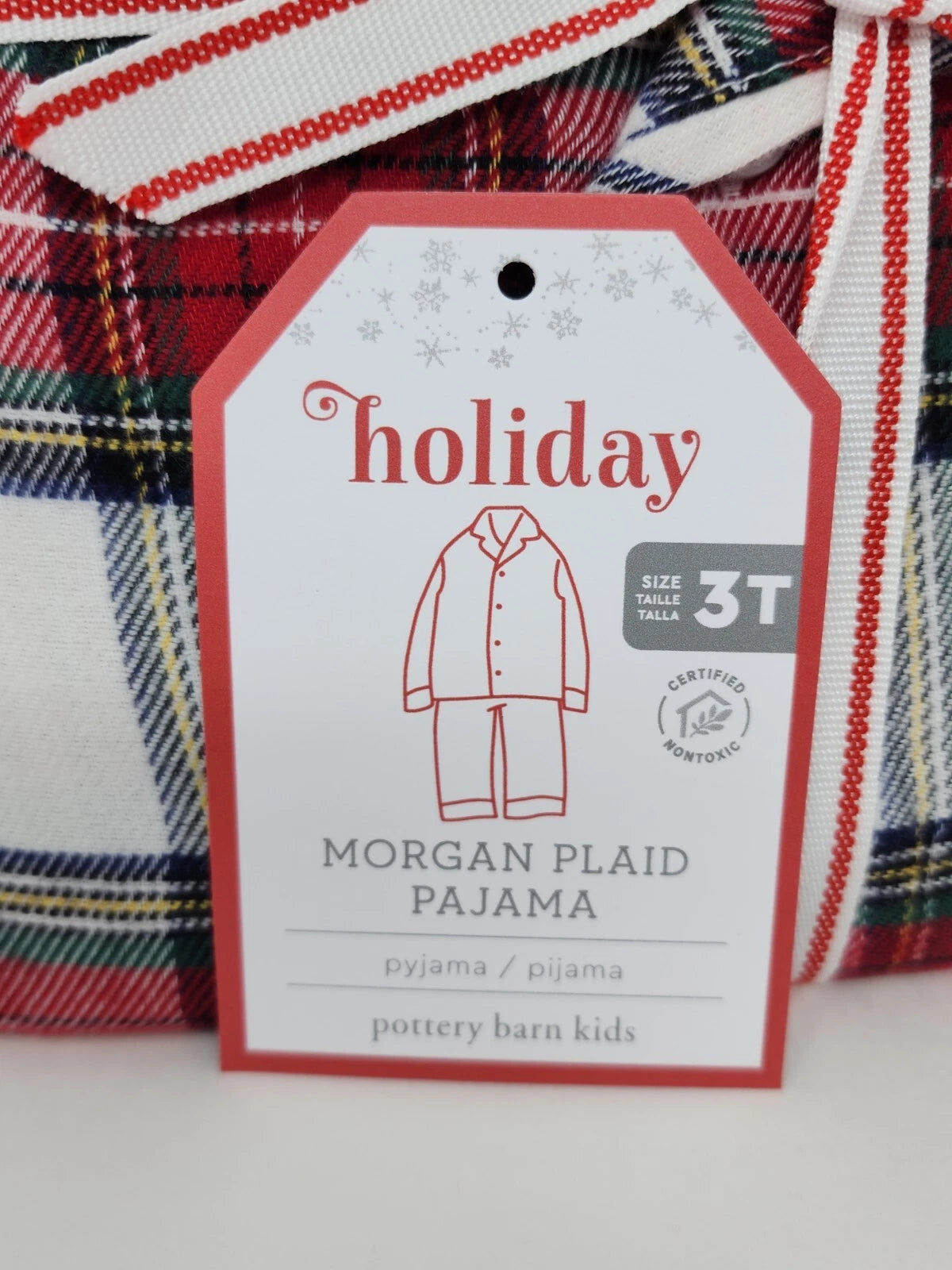 Pottery Barn Kids Toddler 3T Morgan Plaid Flannel Pajamas Holiday Christmas