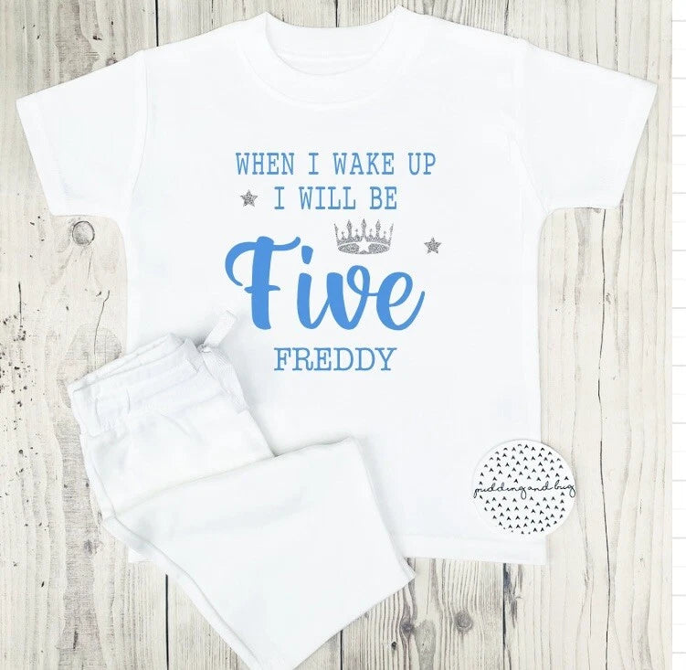 When I Wake Up I Will Be Five Boys Birthday 5th Pyjamas I Am 5 Pjs Short Set