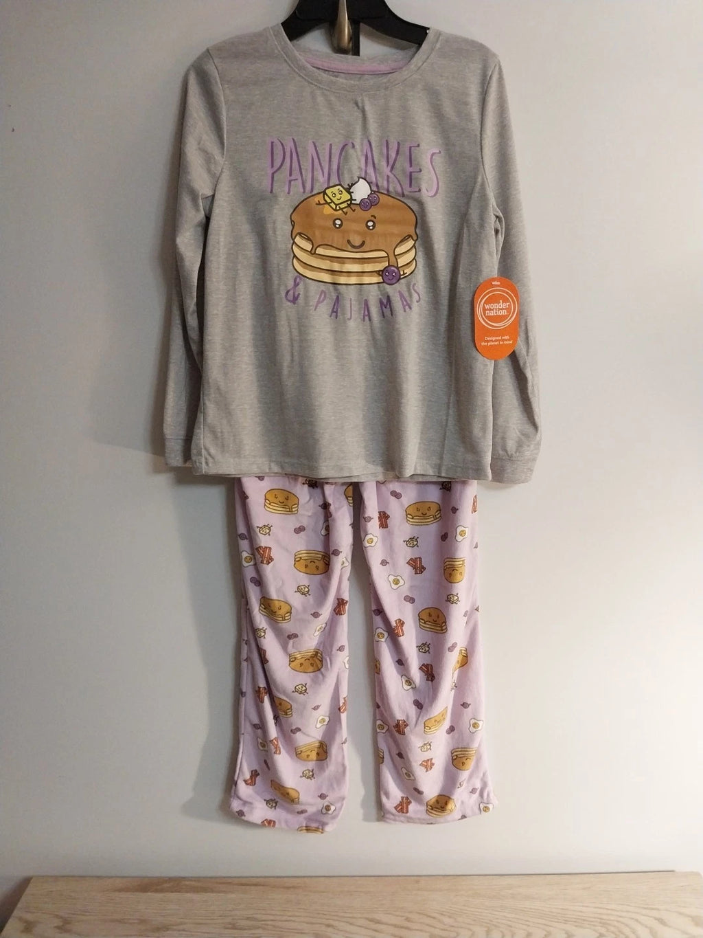 Girls Large (10-12) LS 2PC Sleep Set Pancake Theme