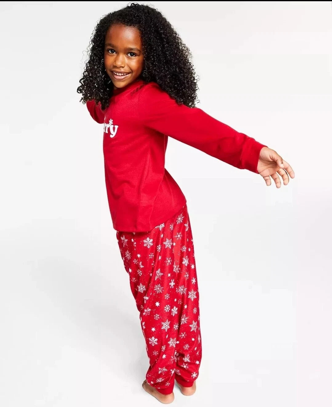 Family PJs Merry Snowflake Mix It 2pc Pajama Set Red Unisex Boys Girls 2T-3T