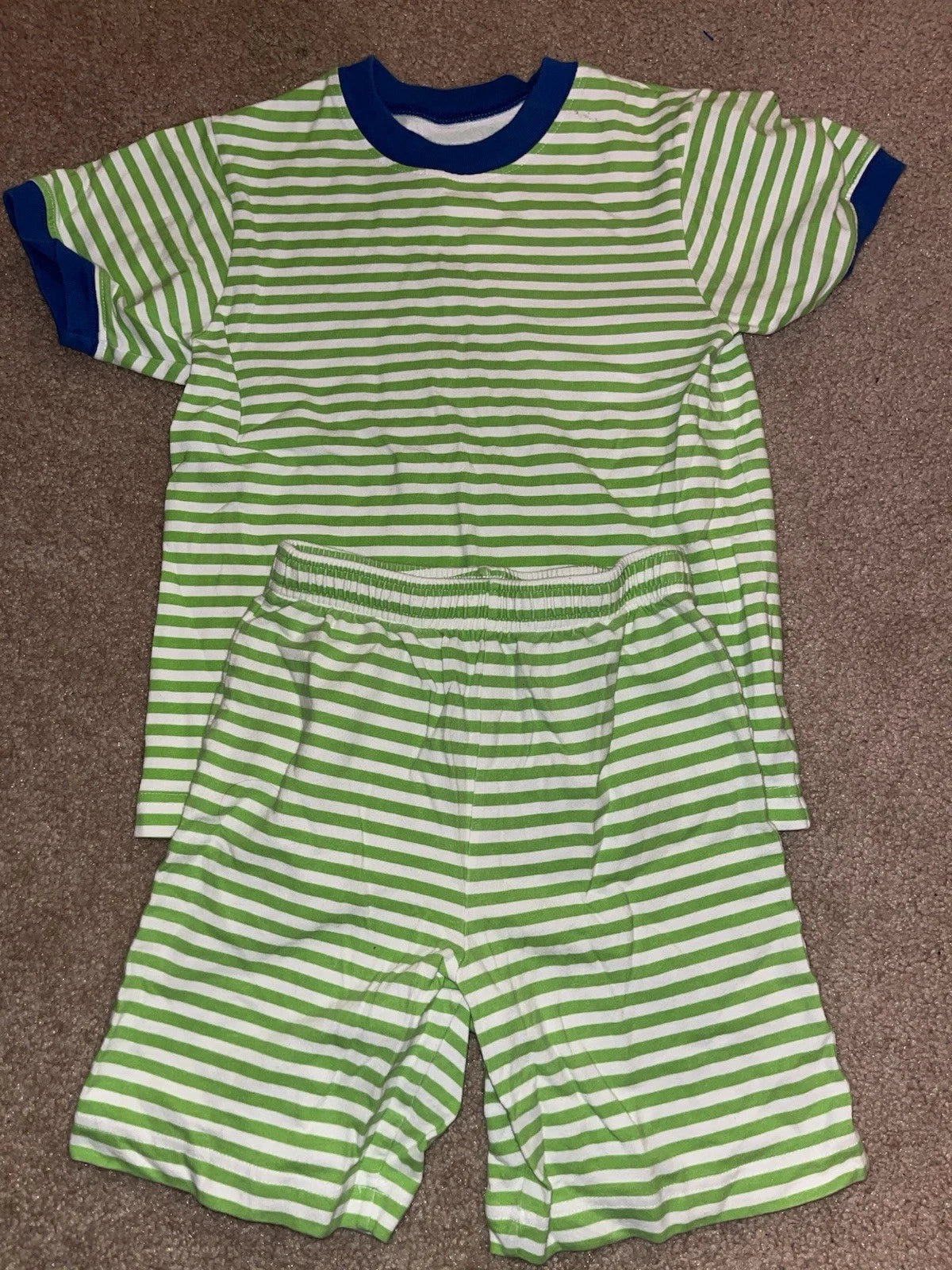 Kelly’s Kids Boys 2 Piece Pajama Set Sleepwear Green Stripe Size 5-6