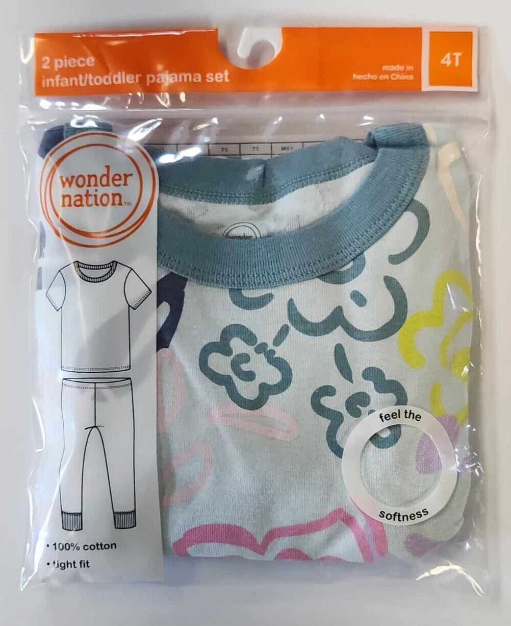 2 Piece Wonder Nation Girls Size 4T Floral Pattern Pajama Set