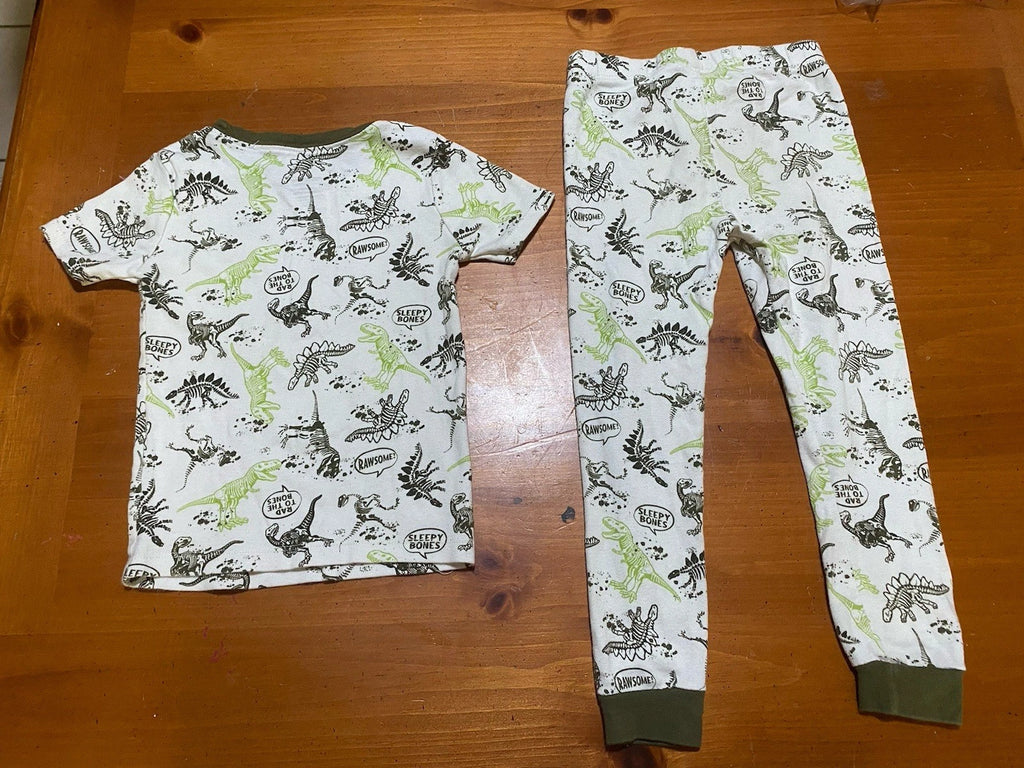 Member Mark Dinosaur Print Kids Pajamas Set - Green and White