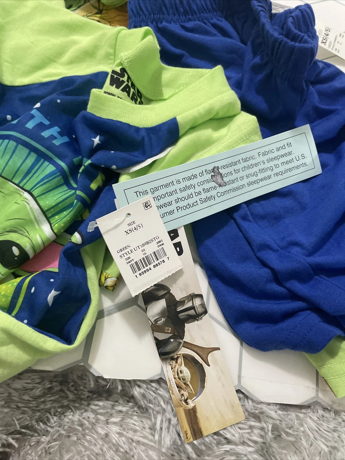 The Mandalorian 3 PC The Child Baby Yoda Star Wars Pajama Set Shorts 2993 XS 4/5