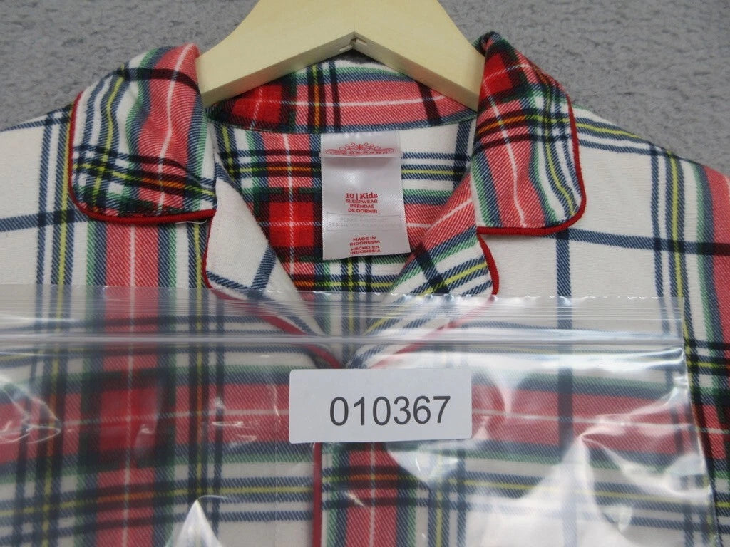 Wondershop Pajama Set Kids Unisex 10/12 Red Plaid Flannel Cozy Lounge Sleepwear